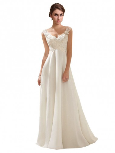 V-Neck Lace Wedding Dress On Chiffon for Sale