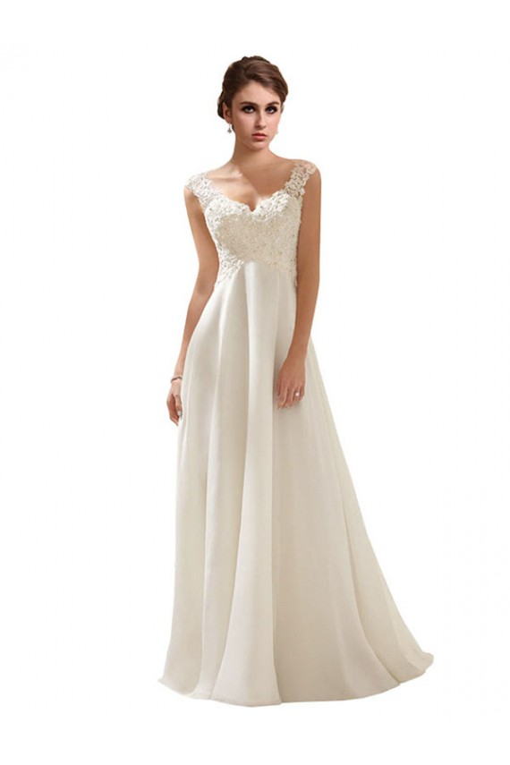 V-Neck Lace Wedding Dress On Chiffon for Sale