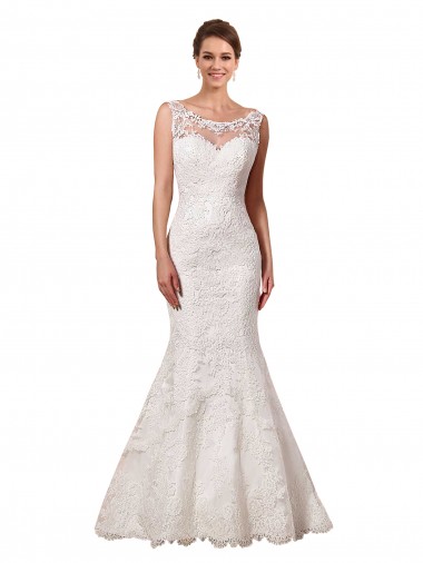 Bateau Illusion Sweetheart Lace Wedding Dress for Sale