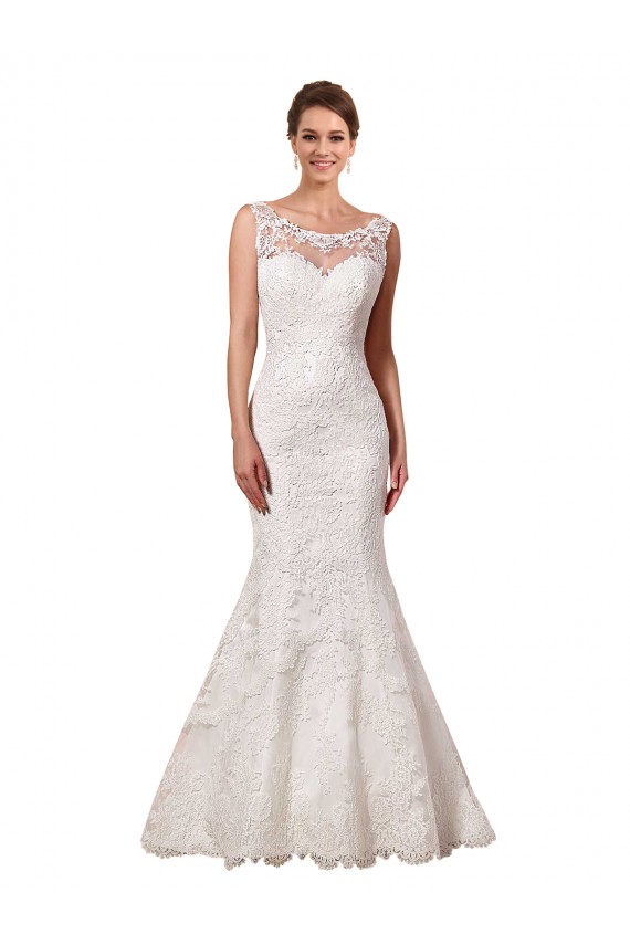 Bateau Illusion Sweetheart Lace Wedding Dress for Sale