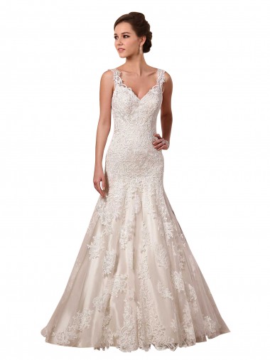Open Back Mermaid Tulle Wedding Dress with Lace Bodice for Sale