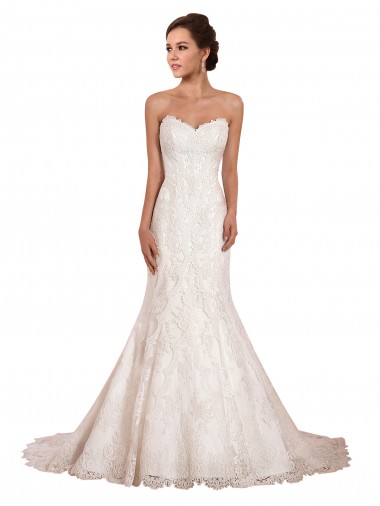 Sweetheart Neckline Sexy Mermaid Lace Wedding Dress for Sale