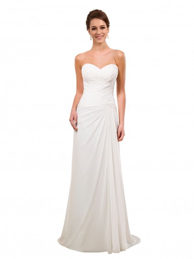 Sweetheart Neckline Chiffon Wedding Dress with Criss-Cross Ruched Bodice for Sale