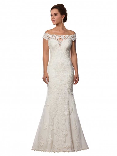 Modern Off the Shoulder Mermaid Lace Wedding Dress for Sale