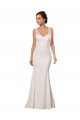 V-Neck Mermaid Crepe Wedding Dress with Lace Bodice for Sale
