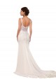 V-Neck Mermaid Crepe Wedding Dress with Lace Bodice for Sale