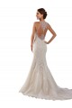 High Neck Mermaid Lace Wedding Dress with Illusion Back for Sale