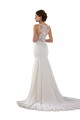 Modern High Neck Sheath Wedding Dress with Lace Bodice for Sale