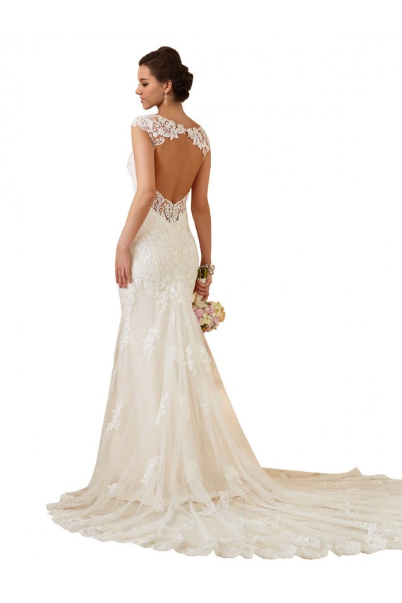 Modern Chapel Train Sweetheart Mermaid Lace Wedding Dress with Keyhole Back for Sale