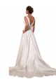 Deep V-Neck A-Line Satin Wedding Dress with Pockets for Sale