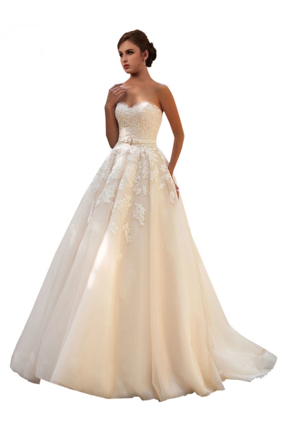Sweetheart Ball Gown Tulle Wedding Dress with Lace Bodice for Sale