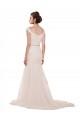Cap Sleeves Off the Shoulder Ruched Mermaid Tulle Beach Wedding Dress for Sale