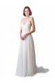 Spaghetti Straps V-Neck A-Line Chiffon Beach Wedding Dress for Sale