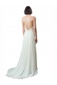 Spaghetti Straps V-Neck A-Line Chiffon Beach Wedding Dress for Sale