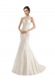 Illusion Neck Mermaid All Over Lace Wedding Dress for Sale