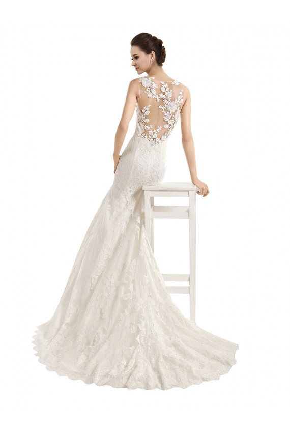 Illusion Neck Mermaid All Over Lace Wedding Dress for Sale