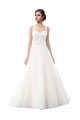 Illusion Neck A-Line Tulle Beach Wedding Dress with Lace Bodice for Sale