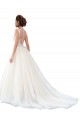 Illusion Neck A-Line Tulle Beach Wedding Dress with Lace Bodice for Sale