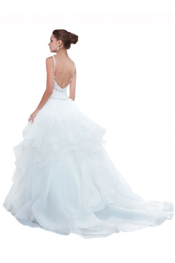 Spaghetti Straps Ball Gown Beach Wedding Dress with Lace Bodice for Sale