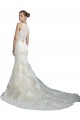 Deep Illusion Neck Mermaid Tulle Beach Wedding Dress with All Over Lace for Sale