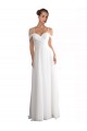 Off the Shoulder A-Line Ruched Chiffon Beach Wedding Dress for Sale