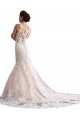 Illusion Neck Fit and Flare Tulle Wedding Dress with All Over Lace for Sale