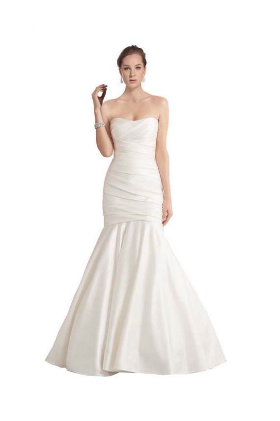 Strapless Mermaid Ruched Satin Beach Wedding Dress with Low Back for Sale