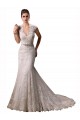 Halter V-Neck Mermaid Lace Wedding Dress with Keyhole Back for Sale