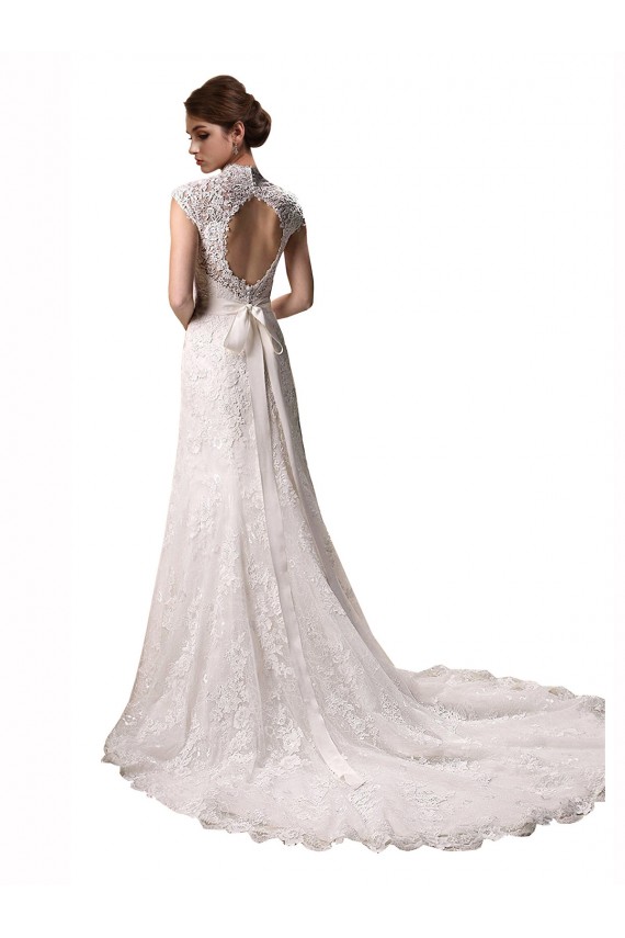 Halter V-Neck Mermaid Lace Wedding Dress with Keyhole Back for Sale