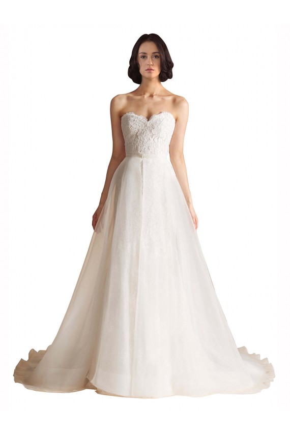 Strapless Sweetheart Lace Bodice A-Line Organza Wedding Dress for Sale