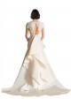V-Neck Lace Bodice A-Line Satin Wedding Dress with Keyhole Back for Sale