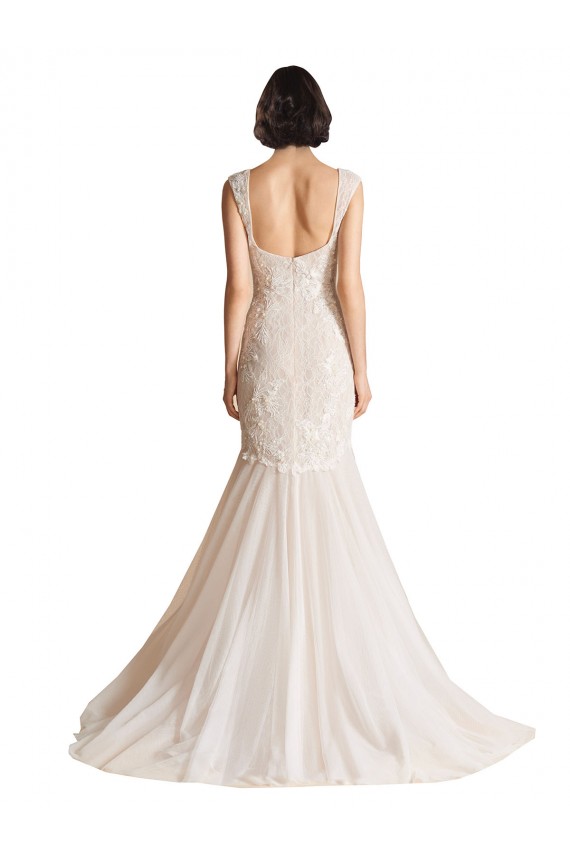 V-Neck Mermaid Tulle Wedding Dress for Sale