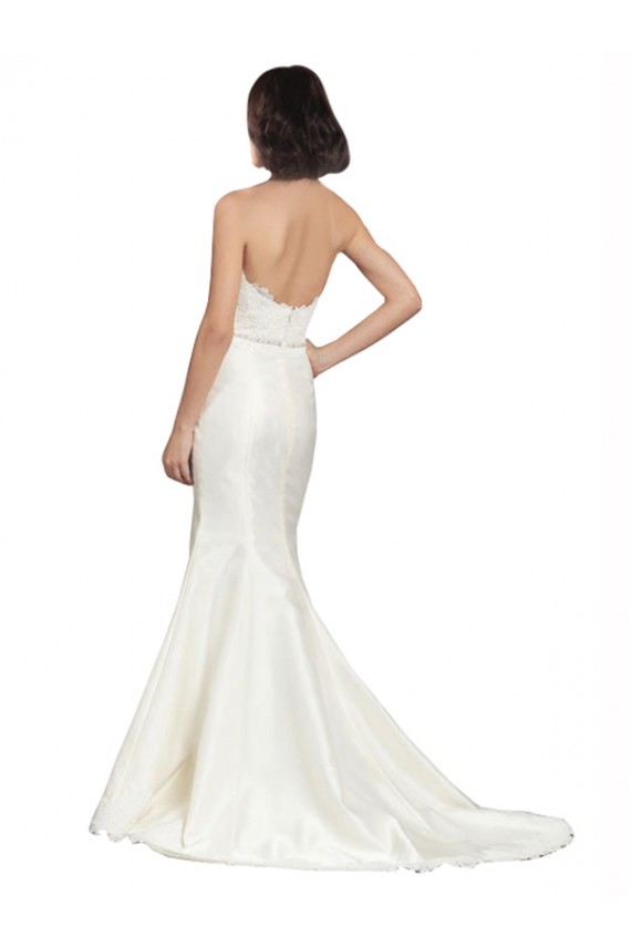 Trumpet Satin Wedding Dress with Sweetheart Lace Bodice for Sale