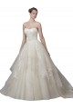 Strapless Ball Gown Tulle Wedding Dress with Lace Appliques for Sale