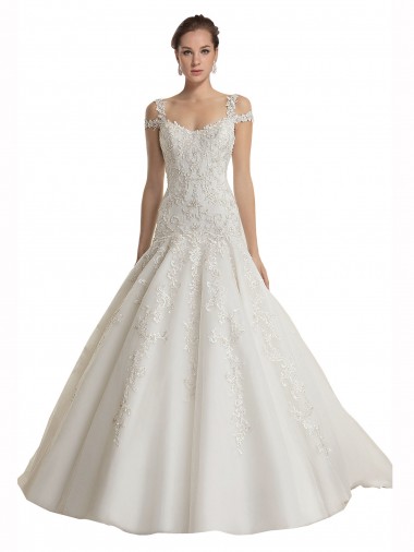 Off the Shoulder Mermaid Lace Tulle Wedding Dress for Sale