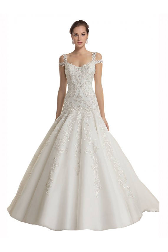 Off the Shoulder Mermaid Lace Tulle Wedding Dress for Sale