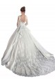 Long Sleeves Illusion Neck A-Line Satin Wedding Dress with Lace Bodice for Sale
