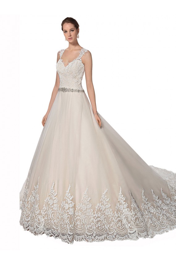 Sweetheart Cap Sleeves Tulle Lace Wedding Dress for Sale