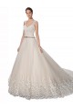 Sweetheart Cap Sleeves Tulle Lace Wedding Dress for Sale