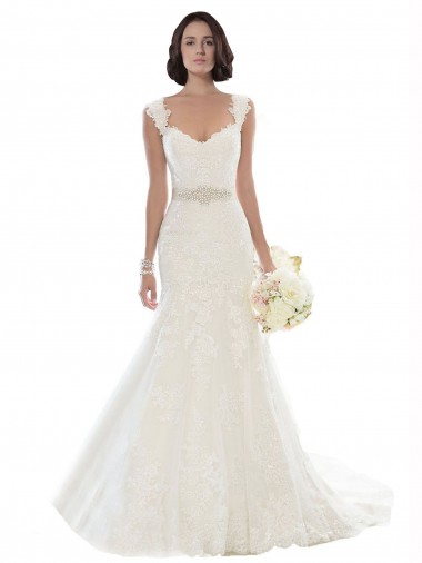 Off the Shoulder Mermaid Lace Beach Wedding Dress with Beaded Belt for Sale