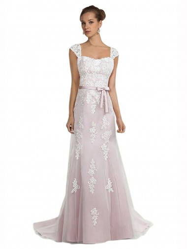 Strapless Mermaid Tulle Lace Beach Wedding Dress with Belt for Sale