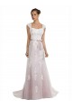Strapless Mermaid Tulle Lace Beach Wedding Dress with Belt for Sale