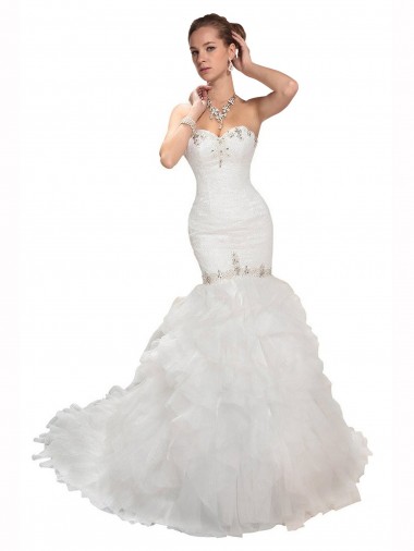 Sweetheart Mermaid Cascading Organza Wedding Dress for Sale