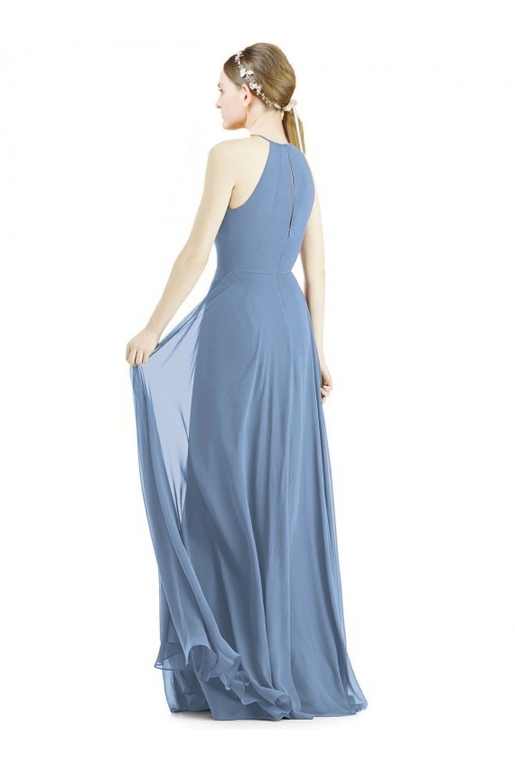 Keyhole Halter Chiffon Maxi Bridesmaid Dress for Sale