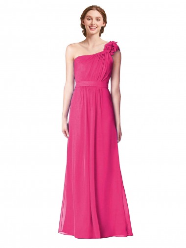 Full Length One Shoulder Chiffon Bridesmaid Dress for Sale