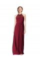 Halter Neck Chiffon Bridesmaid Dress with Shirred Bodice for Sale