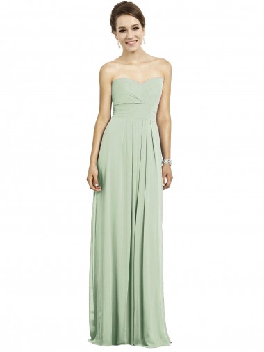 Full Length Strapless Chiffon Bridesmaid Dress with Sweetheart Neckline for Sale
