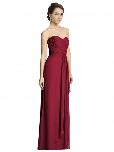 Long Strapless Chiffon Bridesmaid Dress with Side Slit for Sale