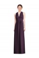 Long Chiffon V-Neck Bridesmaid Dress with Shirred Bodice for Sale