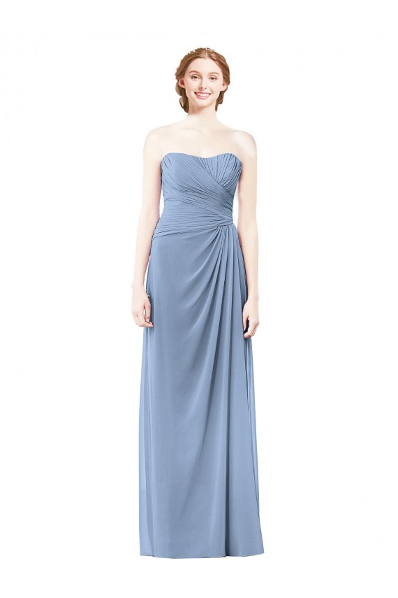 Strapless Long Chiffon Bridesmaid Dress with Sweetheart Neckline for Sale